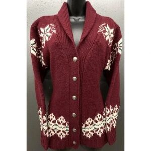 Staple Maroon Cardigan with Snowflake Design